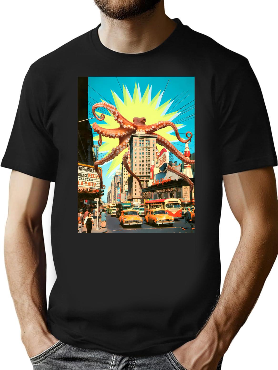 Attack Of The Octopus (In Nyc) T-Shirt for Men & Women, T-Shirts Graphic Tee - Black