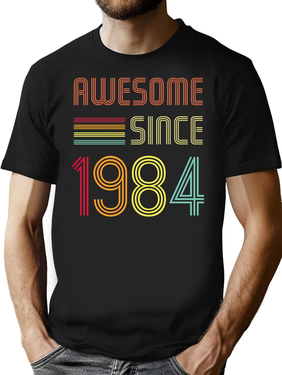 Awesome Since 1984 38 Years Old Birthday Retro T-Shirt T-Shirt for Men & Women, T-Shirts Graphic Tee - Black