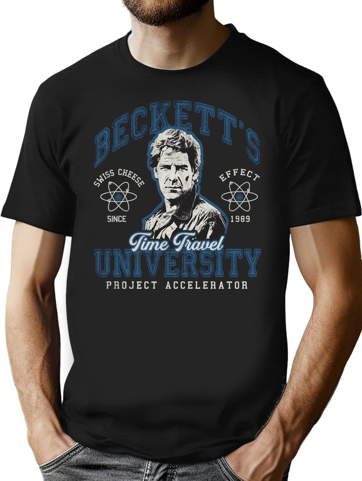 Beckett'S Time Travel University T-Shirt for Men & Women, T-Shirts Graphic Tee - Black