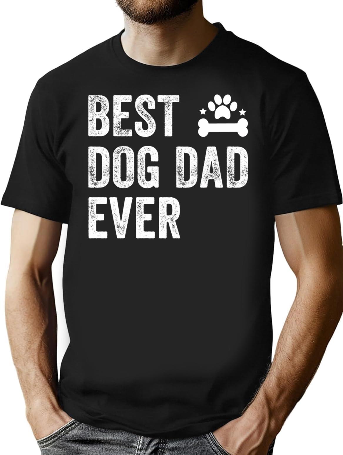 Best Dog Dad Ever (1) T-Shirt - Retro Graphic Tee for Men & Women - Black
