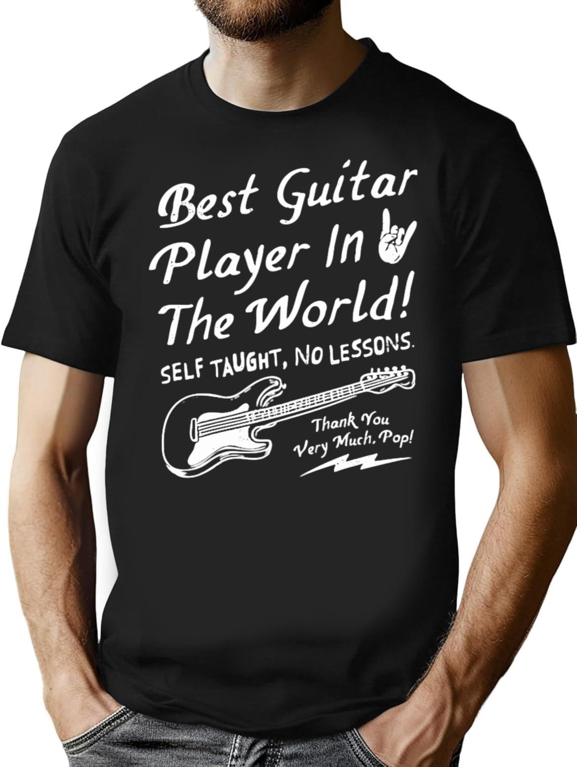 Best Guitar Player In The World Textual T-Shirt - Black
