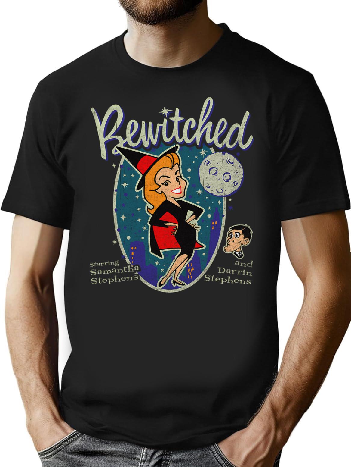 Bewitched With Darrin Vintage Worn T-Shirt - Retro Graphic Casual Tee - Black