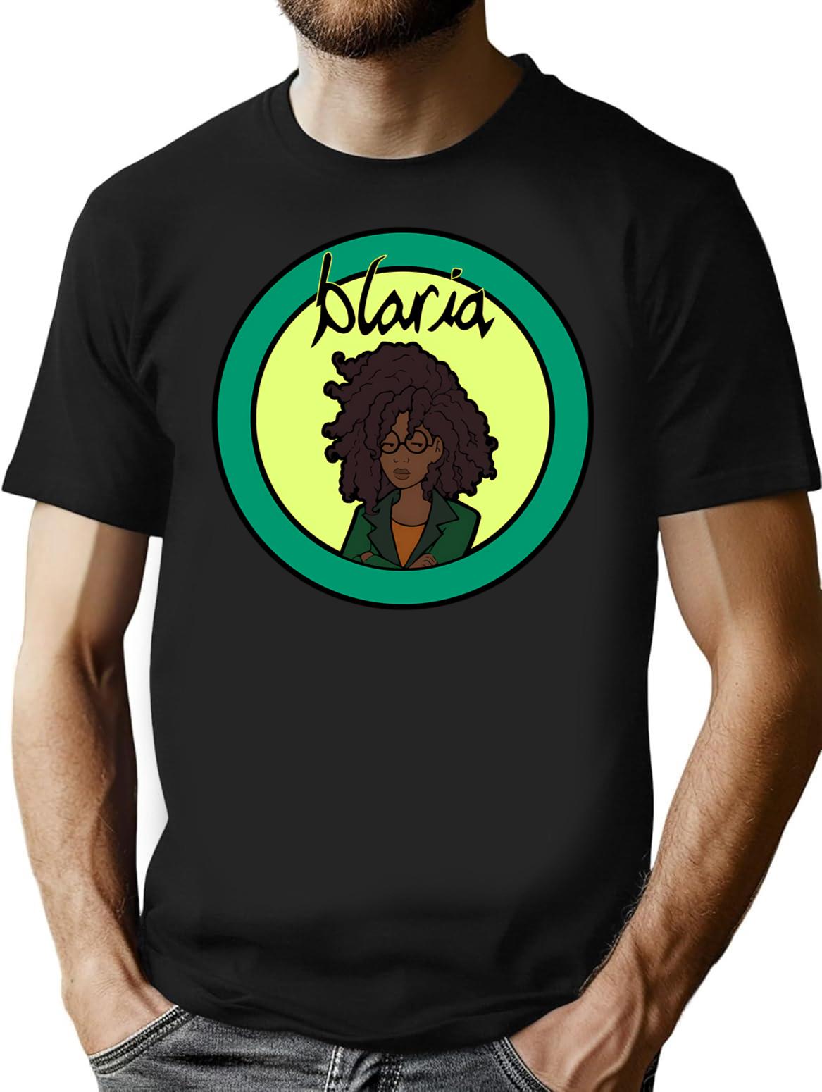 Blaria T-Shirt - Retro Graphic Tee for Men & Women - Black