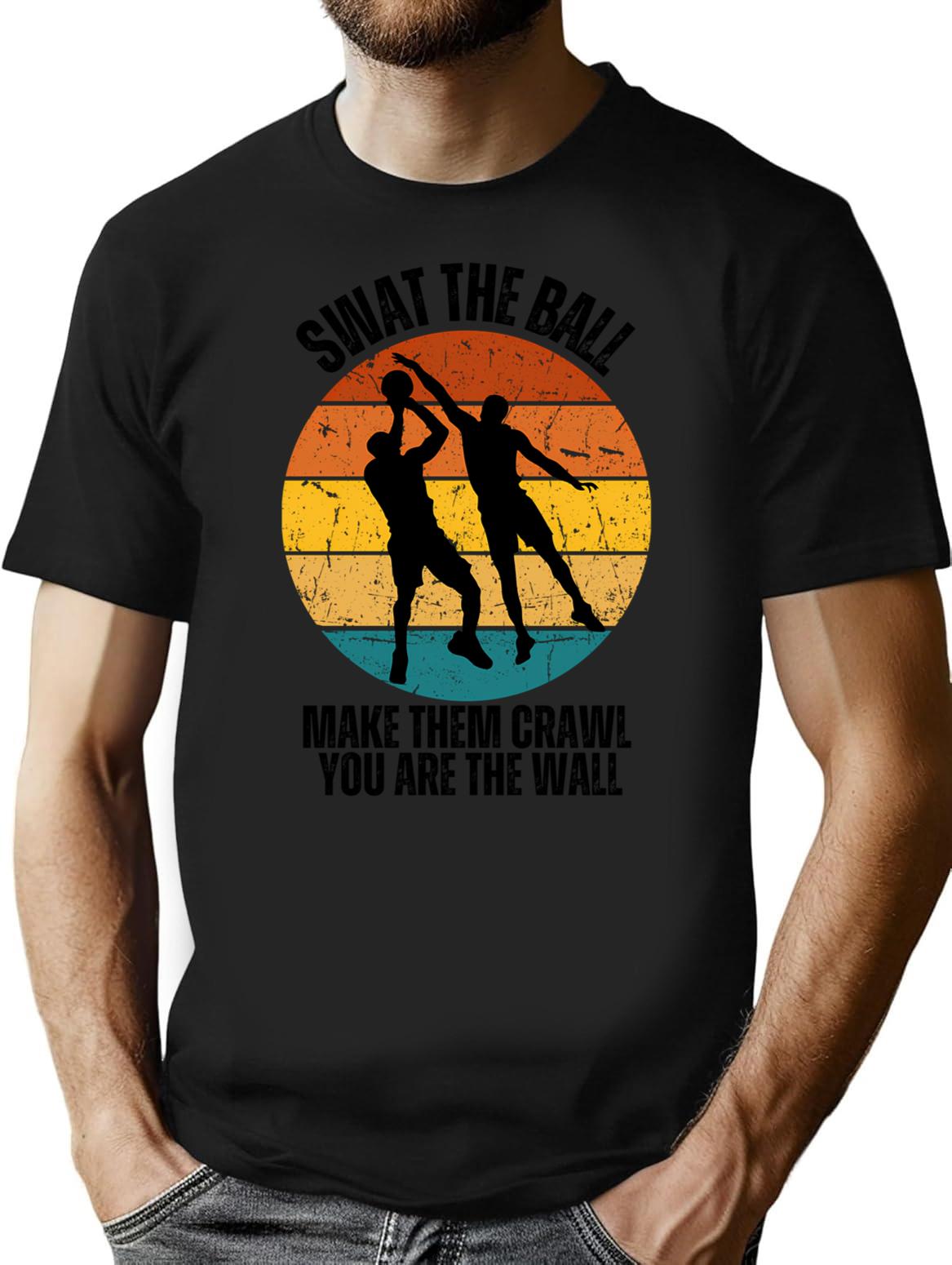 Blockshotpoembasketball Retro Sunsetfunny Sloganbasketball Personalitypersonalise T-Shirt - Sarcastic Humor Graphic Tee - Black
