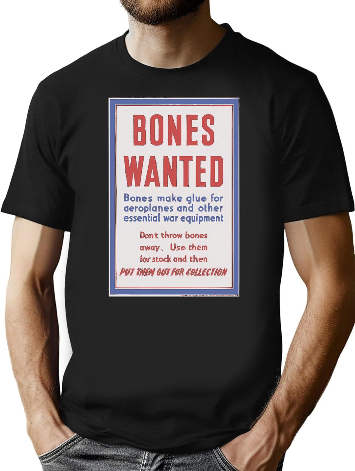 Bones Wanted - Vintage Ww2 Propaganda T-Shirt - Black