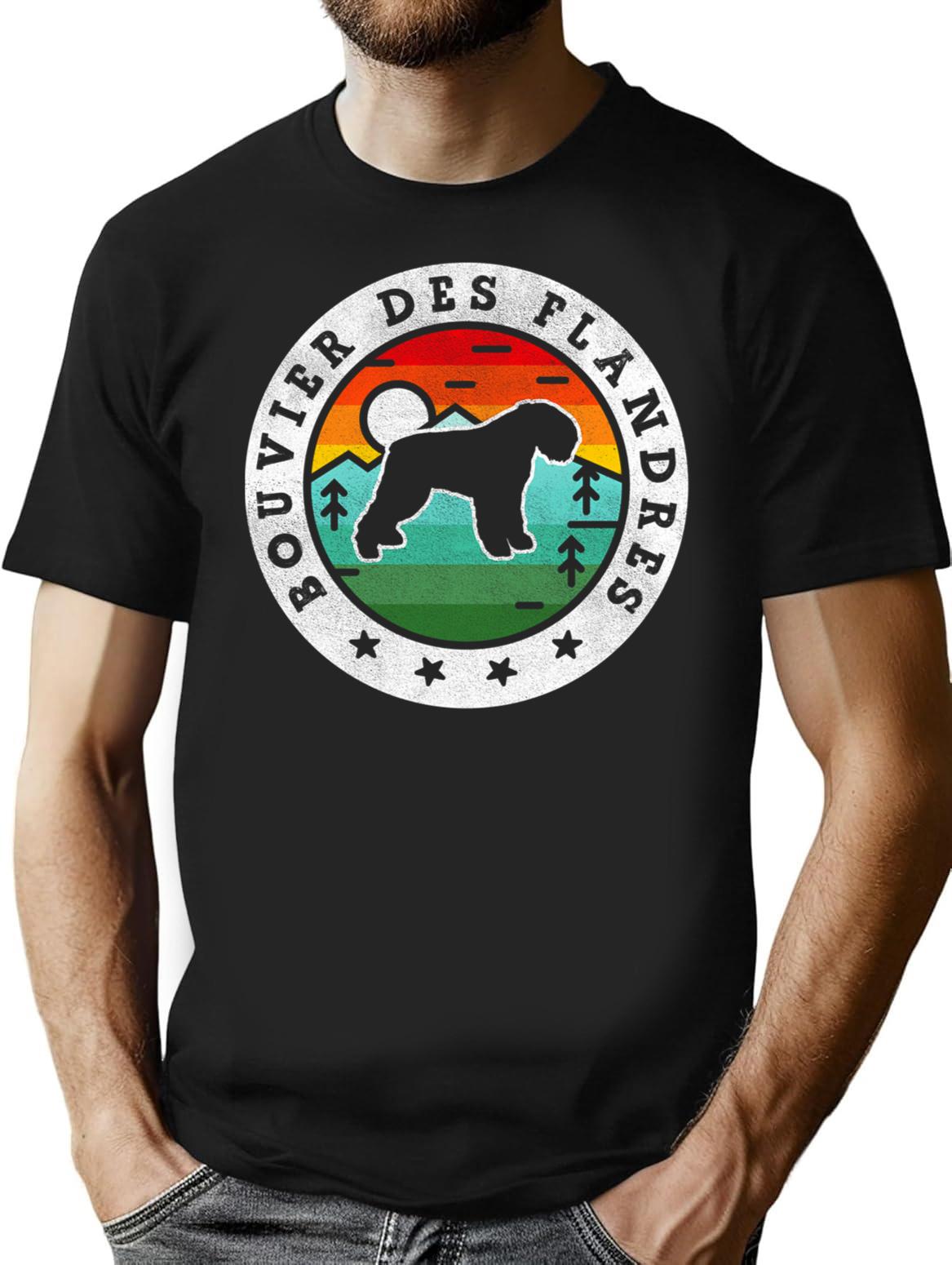 Bouvier Des Flandres Summer Vintage T-Shirt - Retro Graphic Casual Tee - Black