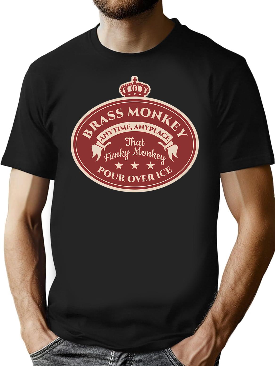 Brass Monkey Classic T Shirt - Retro Graphic Tee for Men & Women - Black