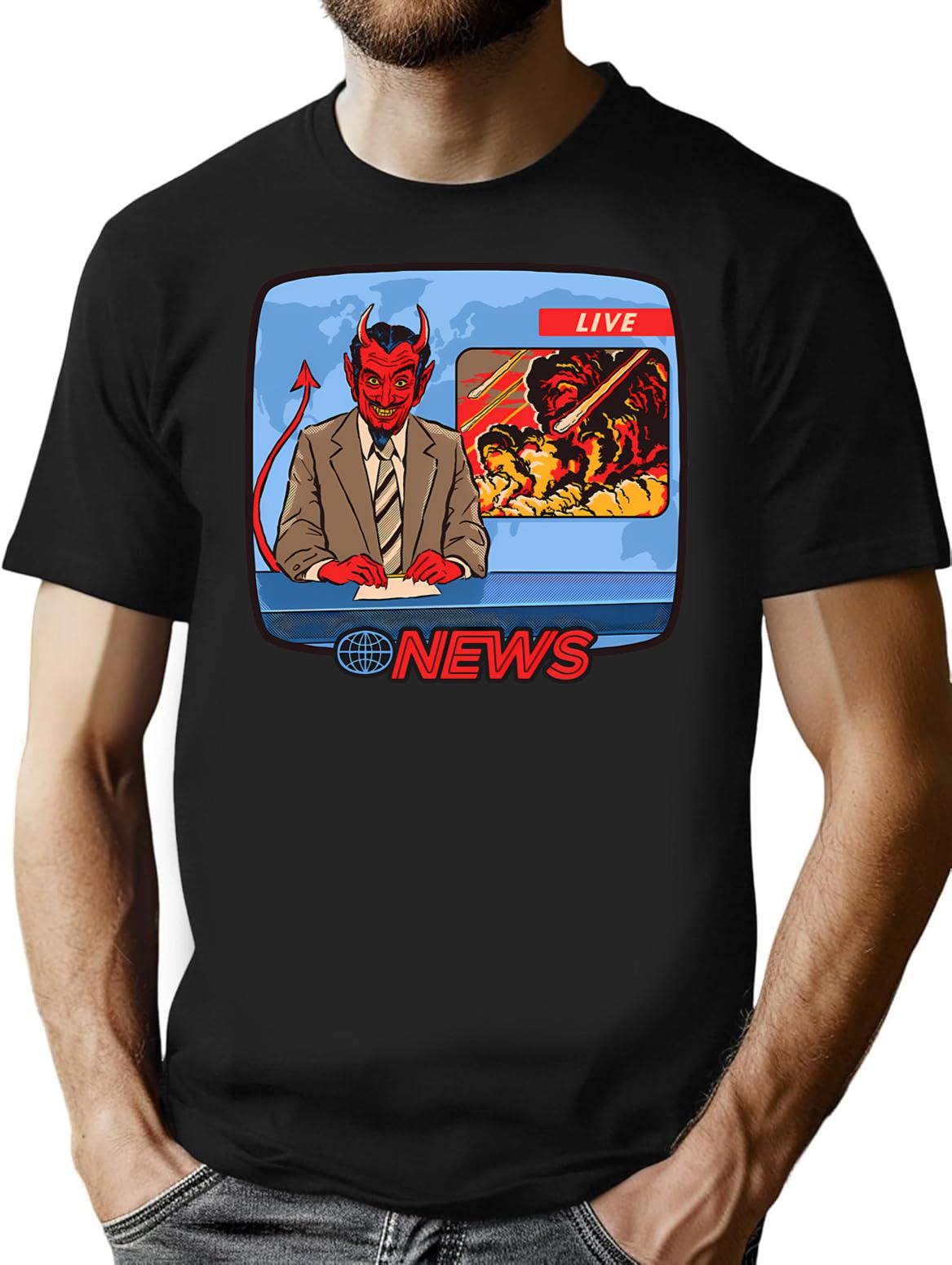 Breaking News T-Shirt - Retro Graphic Tee for Men & Women - Black