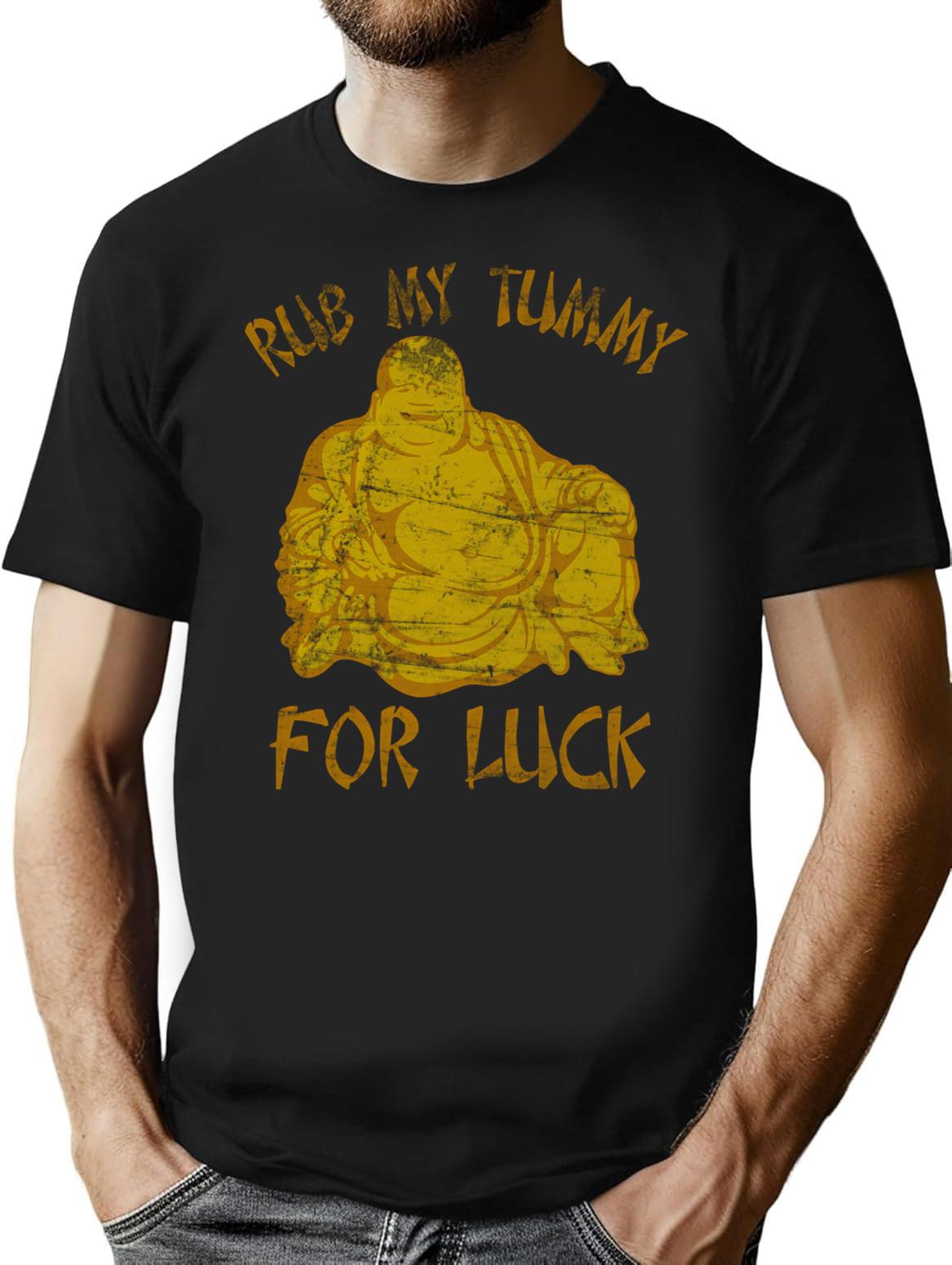 Buddha Rub My Tummy For Luck T-Shirt - Black