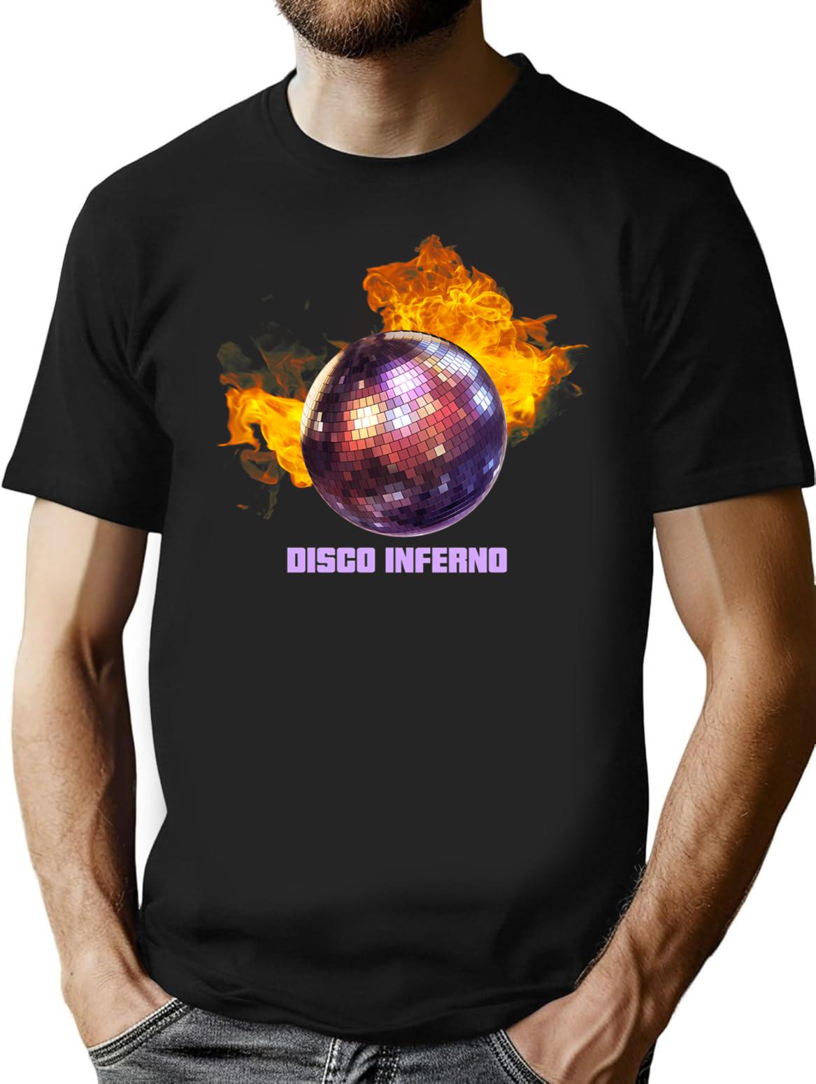 Burn Baby Burn Disco Inferno T-Shirt - Retro Graphic Tee for Men & Women - Black