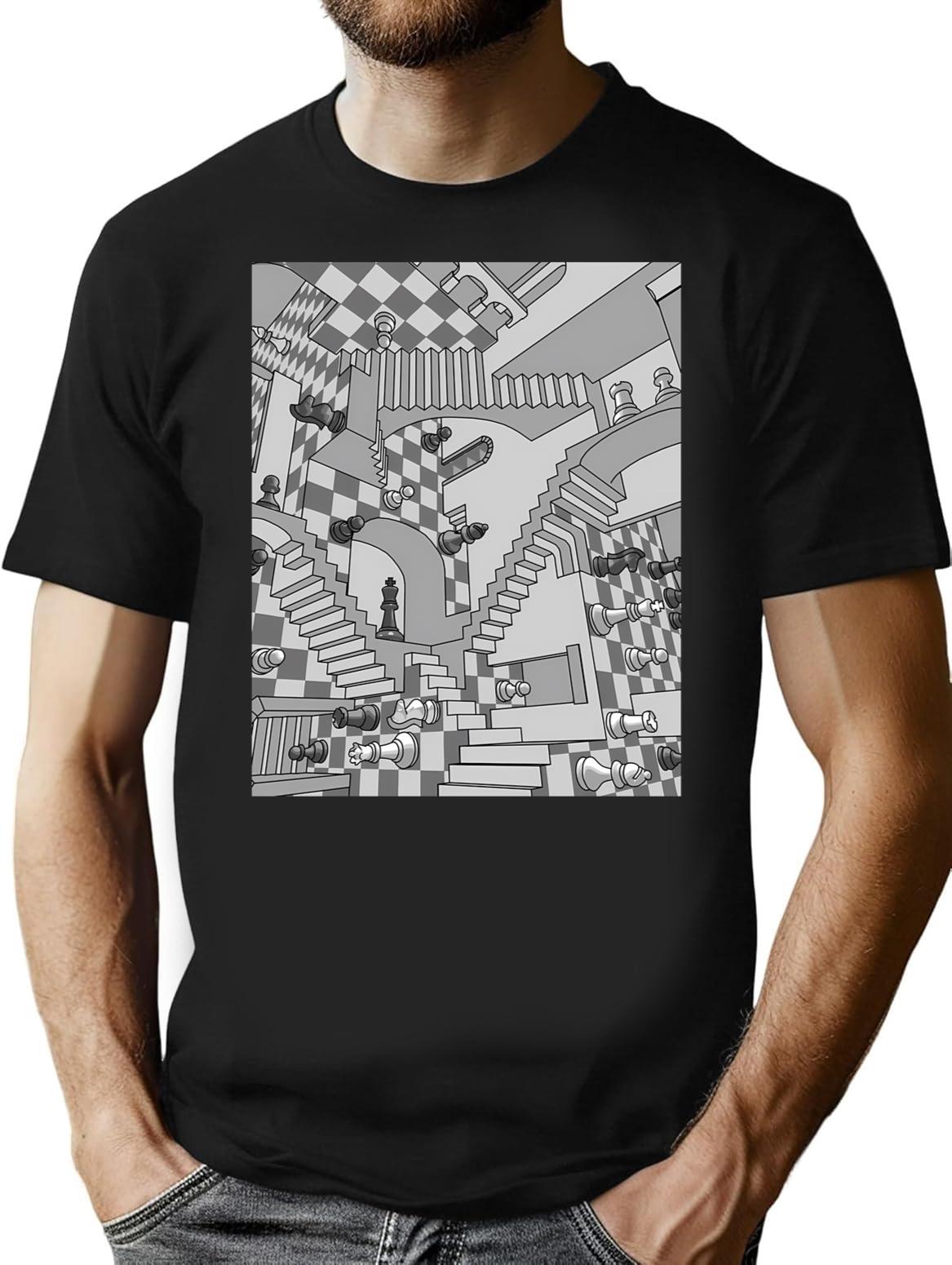 Check Dimension T-Shirt - Retro Graphic Tee for Men & Women - Black