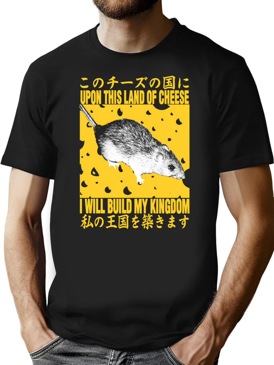 Cheese Kingdom Rat T-Shirt - Retro Graphic Tee for Men & Women - Black