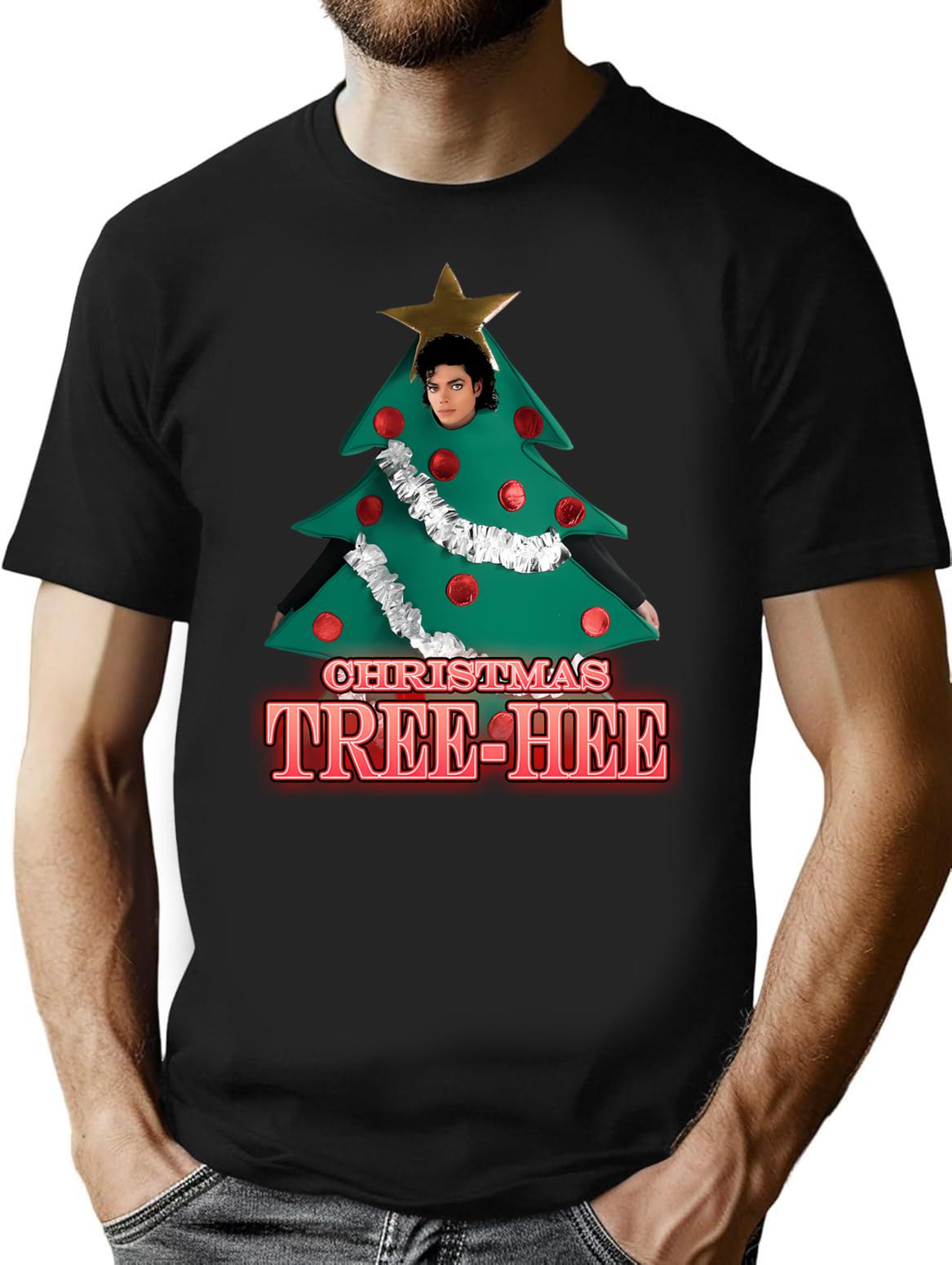 Christmas Tree-hee T-Shirt - Retro Graphic Tee for Men & Women - Black