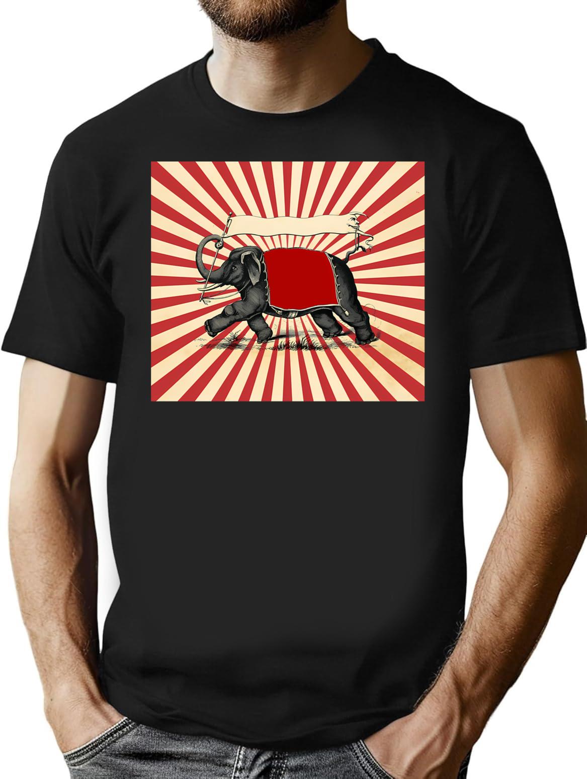 Circus Elephant Vintage Poster Pop Wall Street Art T-Shirt - Black