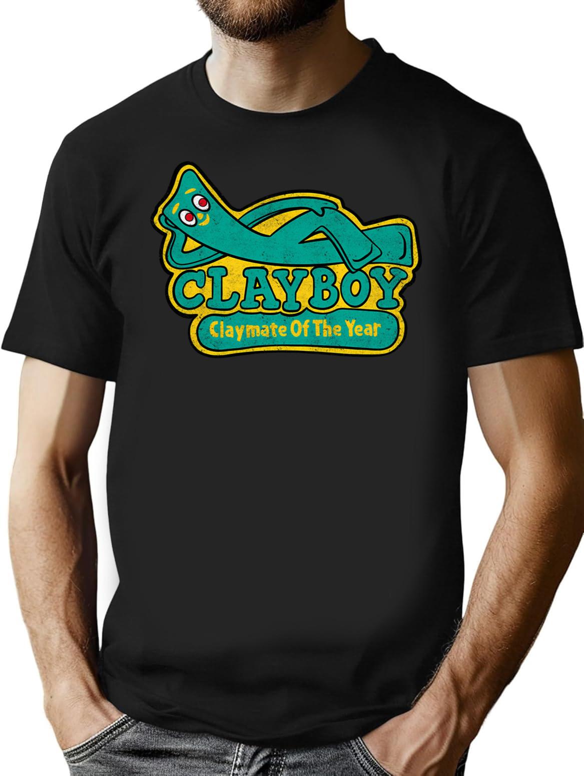 Clayboy -Distressed- T-Shirt for Men & Women, T-Shirts Graphic Tee - Black