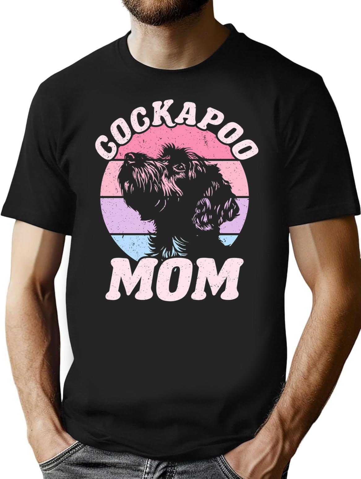 Cockapoo Mom Dog Funny Mother'S Day Retro Vintage T-Shirt for Men & Women, T-Shirts Graphic Tee - Black