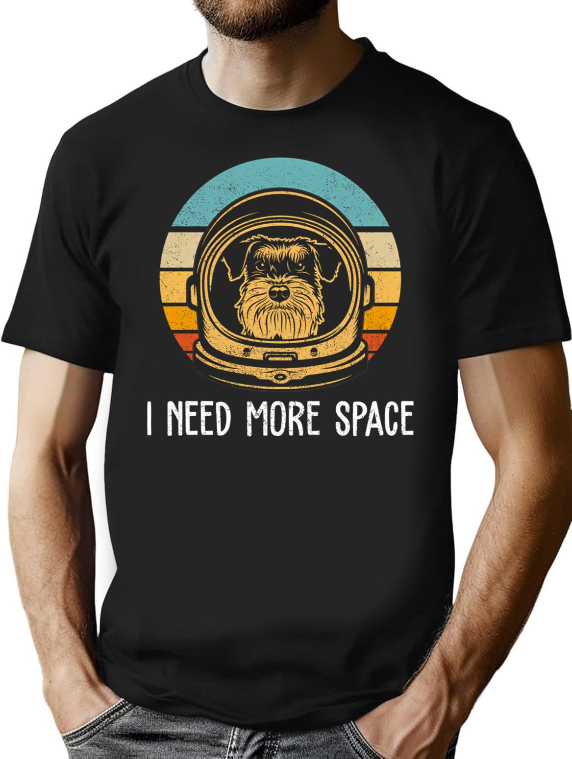 Cute Schnauzer Astronaut - Funny Schnauzer T-Shirt for Men & Women, T-Shirts Graphic Tee - Black