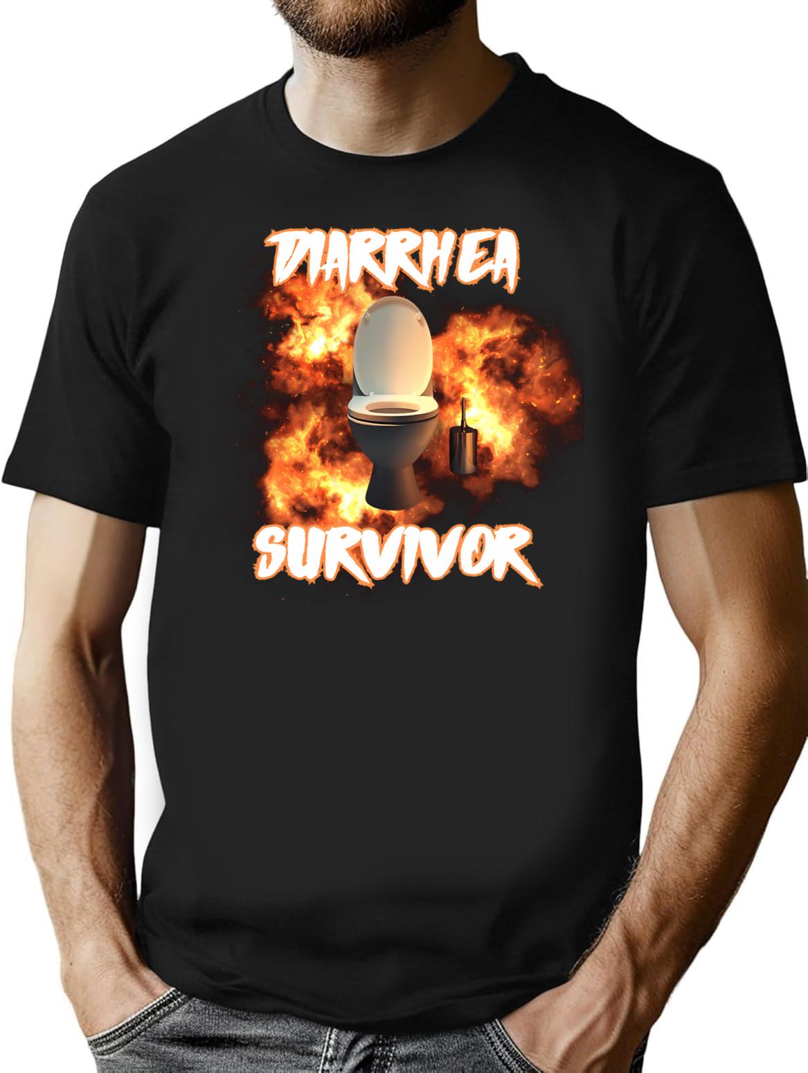 Diarrhea Survivor T-Shirt T-Shirt for Men & Women, T-Shirts Graphic Tee - Black