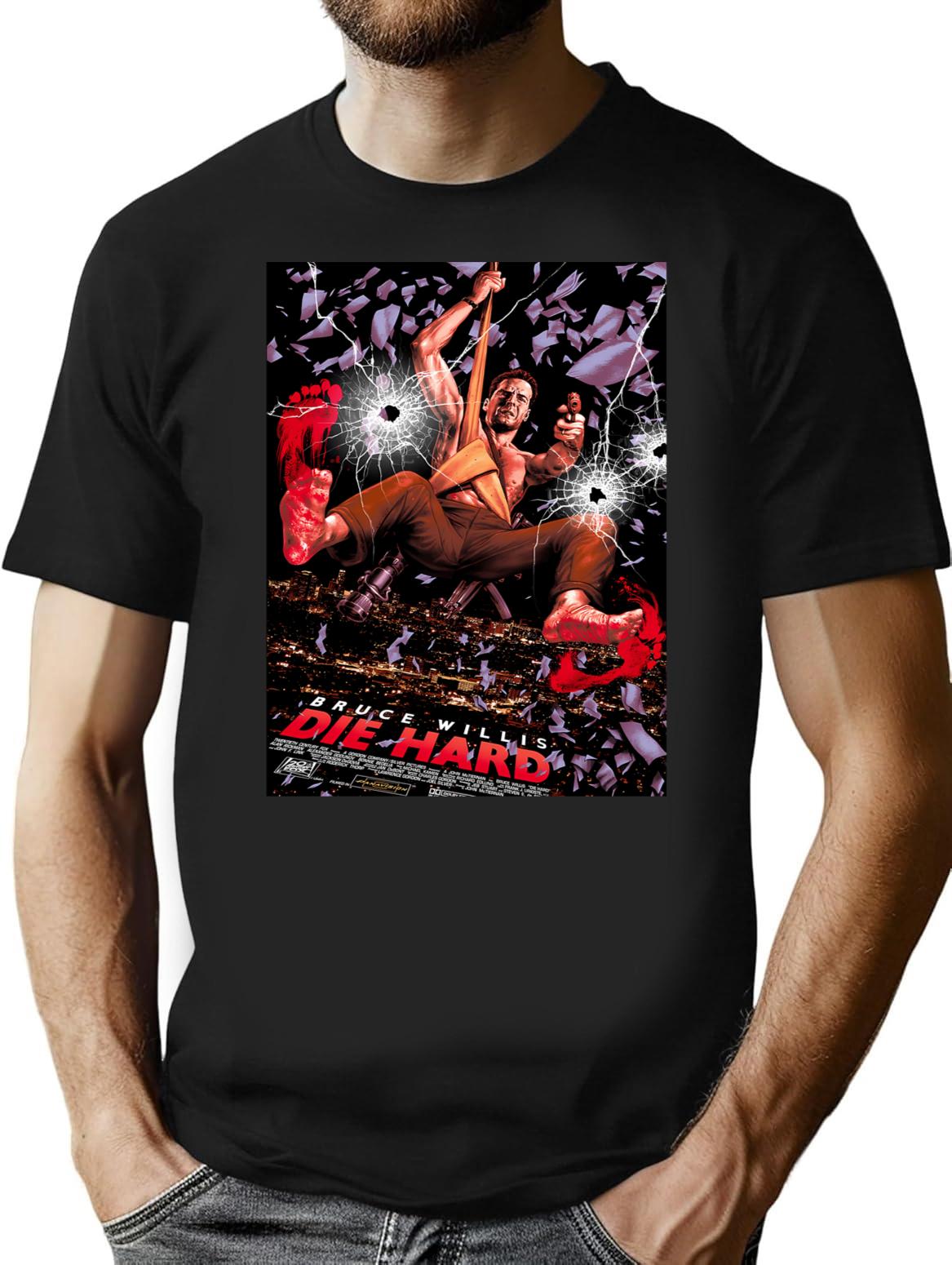 Die Hard Poster T-Shirt for Men & Women, T-Shirts Graphic Tee - Black