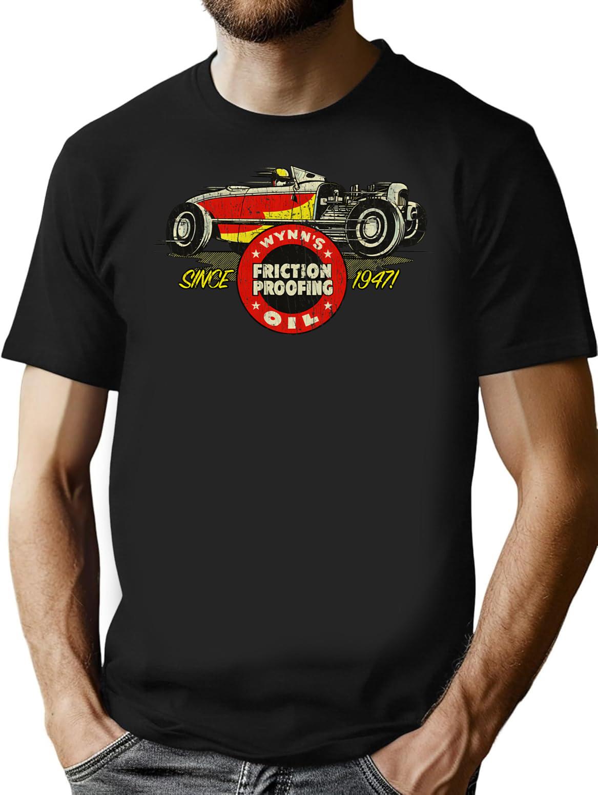 Drag Racing Wynns Hot Rod Lube 1947 T-Shirt for Men & Women, T-Shirts Graphic Tee - Black