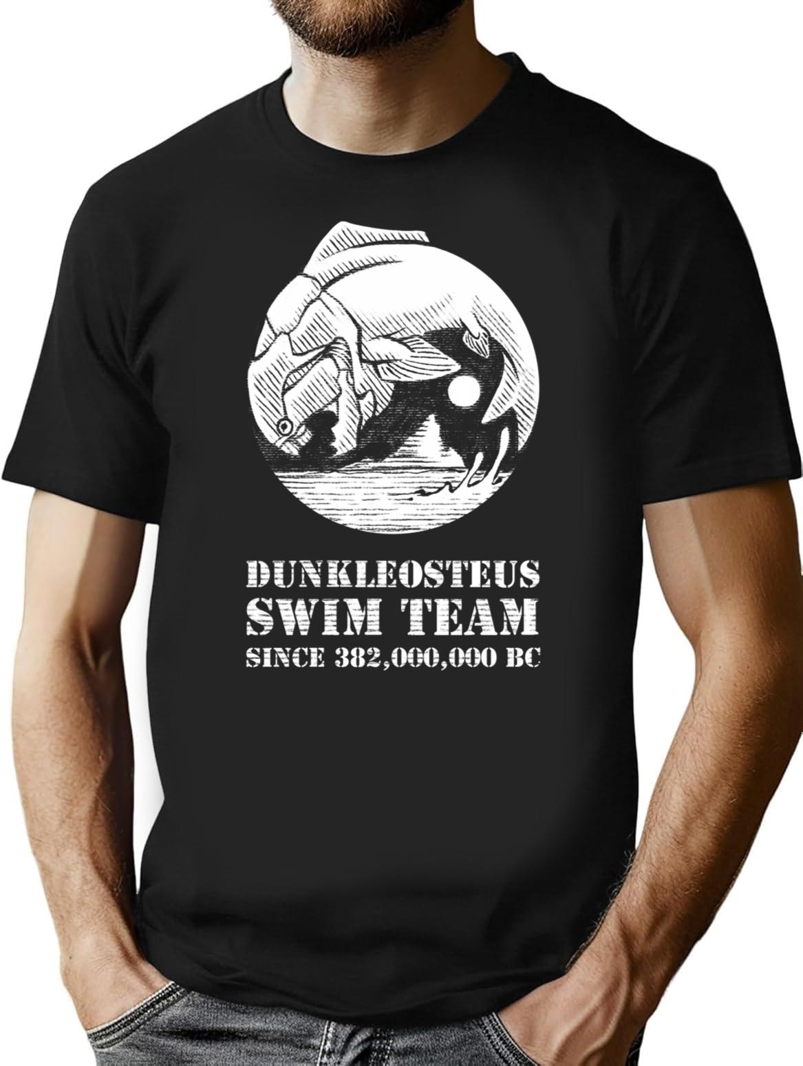 Dunkleosteus Swim Team T-Shirt - Retro Graphic Tee for Men & Women - Black