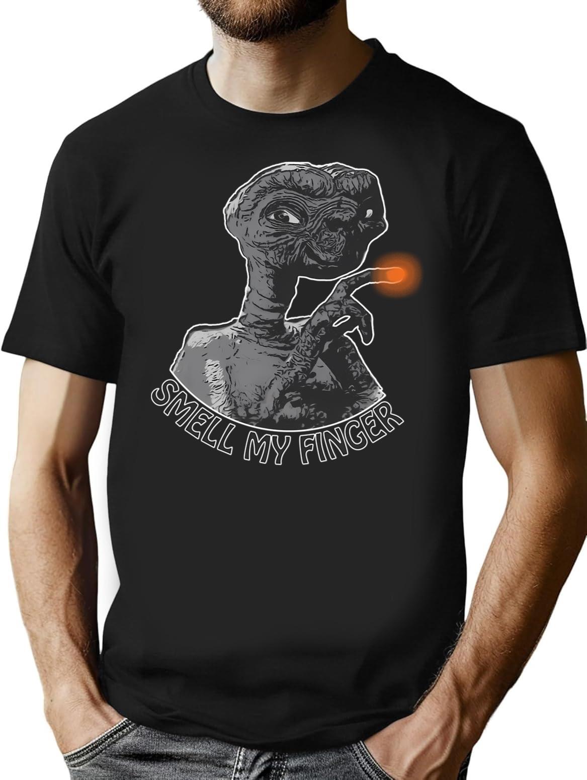 E.T. Smell My Finger T-Shirt for Men & Women, T-Shirts Graphic Tee - Black