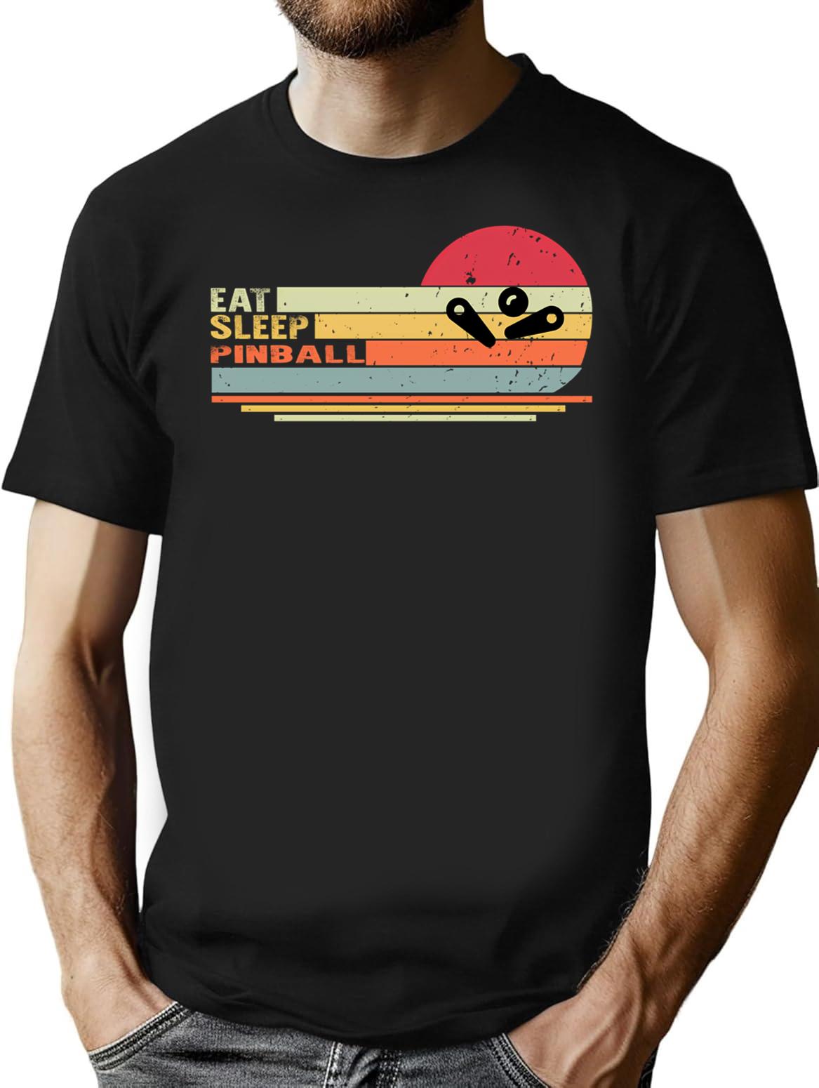 Eat Sleep Pinball Funny Pinball T-Shirt - Sarcastic Humor Graphic Tee - Black