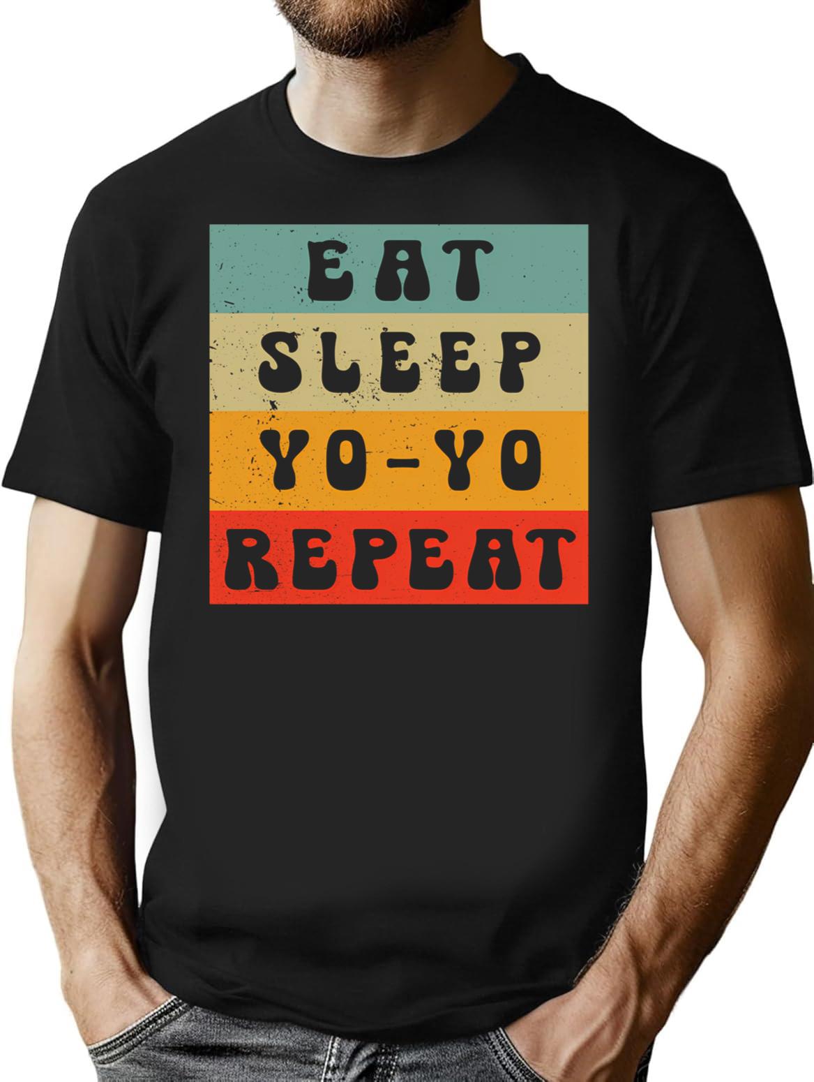 Eat Sleep Yo-yo Repeat Funny Vintage Retro Style Yoyo Fan T-Shirt - Black