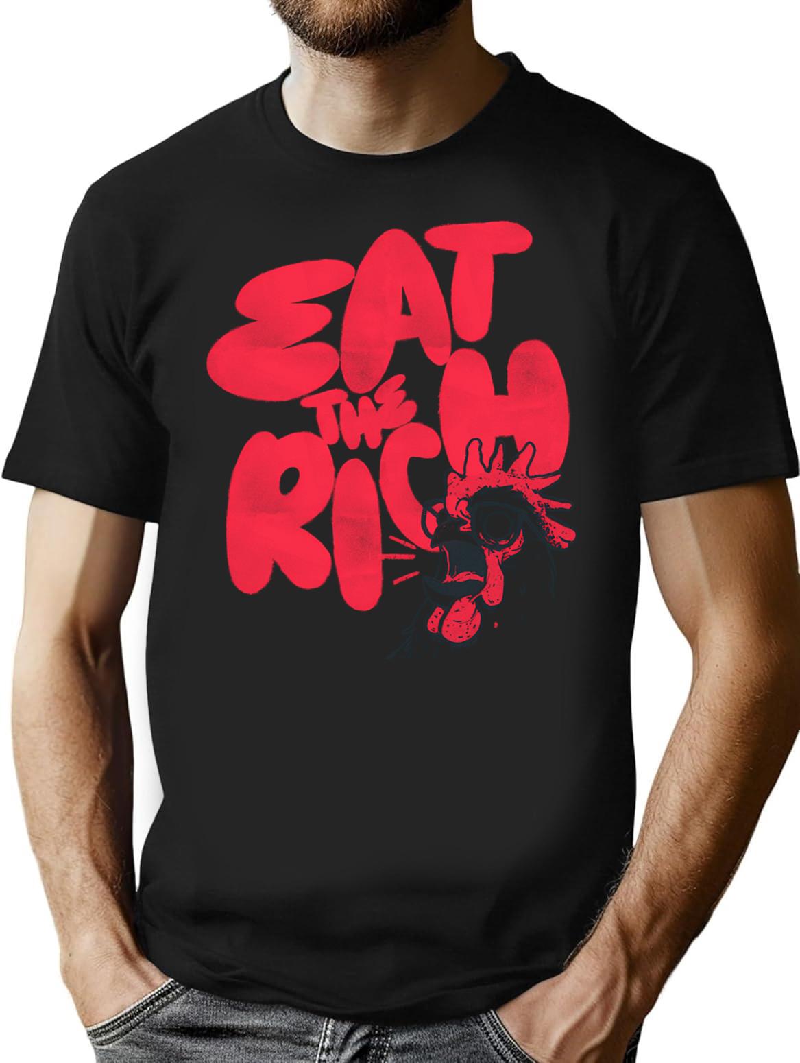 Eat The Rich T-Shirt for Men & Women, T-Shirts Graphic Tee - Black