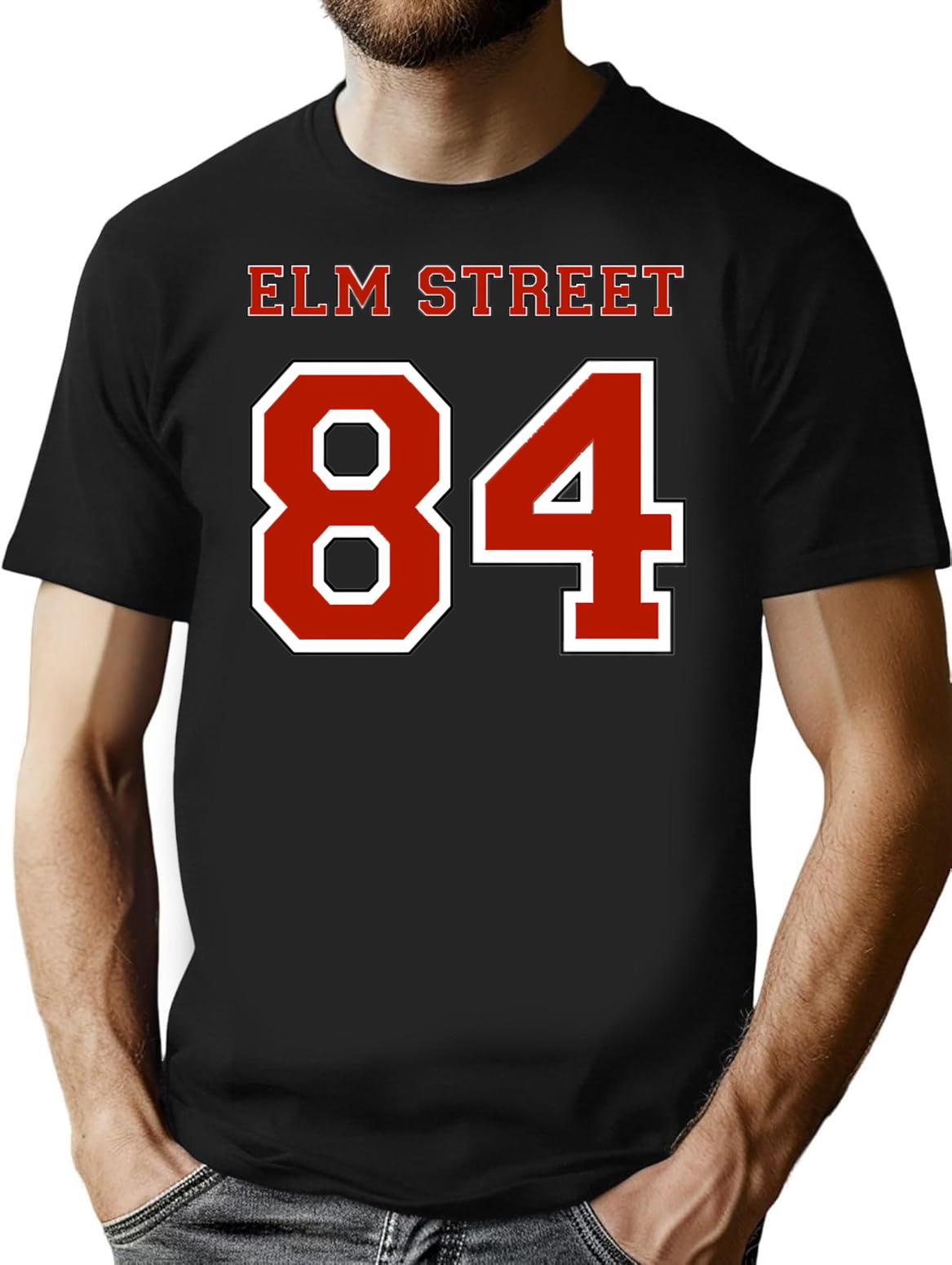 Elm Street Jersey - Nightmare '84 T-Shirt for Men & Women, T-Shirts Graphic Tee - Black