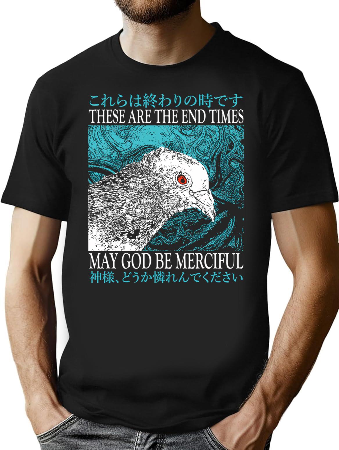 End Times Pigeon T-Shirt - Retro Graphic Tee for Men & Women - Black