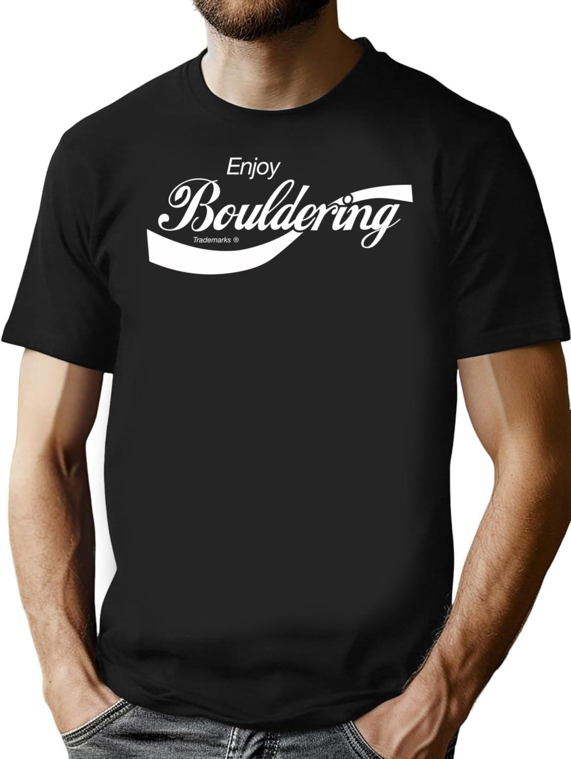 Enjoy Bouldering T-Shirt - Retro Graphic Tee for Men & Women - Black