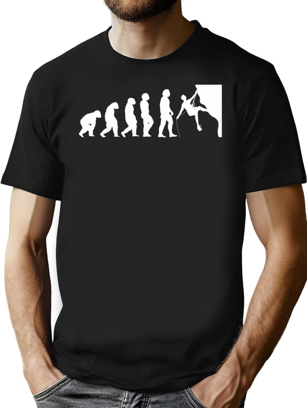 Evolution Of Man To Climber Vintage Climbing Gift Mountains Bouldering And Rocks Climber T-Shirt - Black