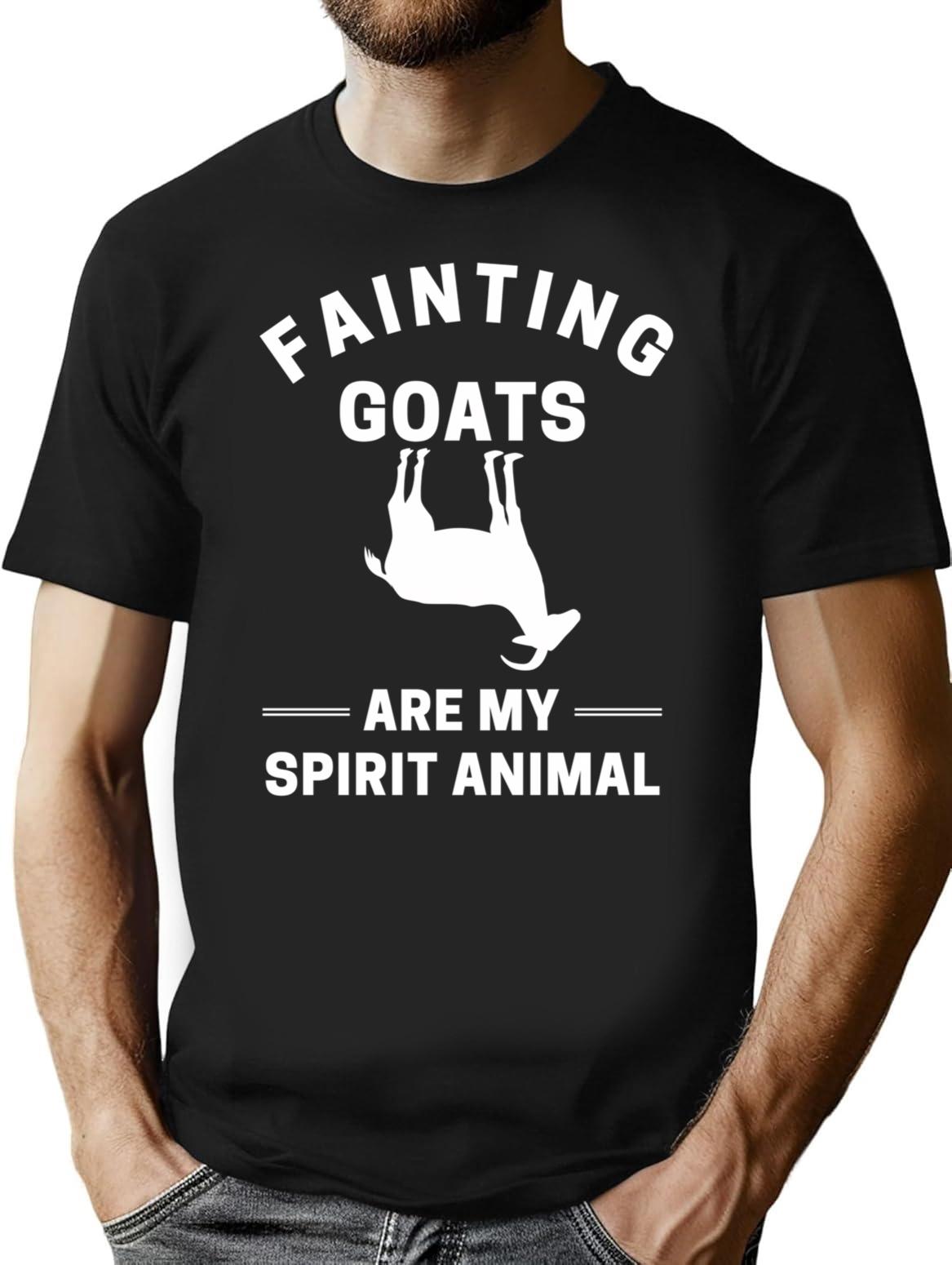 Fainting Goats Are My Spirit Animal T-Shirt for Men & Women, T-Shirts Graphic Tee - Black