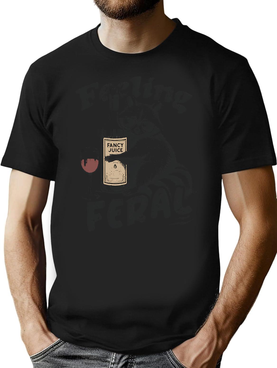 Feeling Feral Funny Raccoon T-Shirt - Sarcastic Humor Graphic Tee - Black