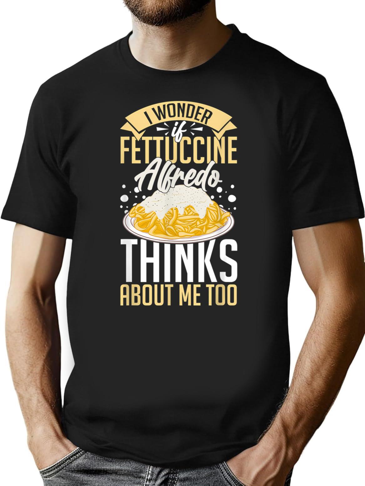 Fettuccine Alfredo Chicken Sauce Recipes Vegan Pasta T-Shirt - Black
