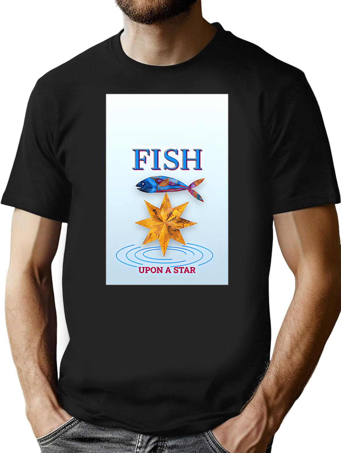 Fish Upon A Star T-Shirt - Retro Graphic Tee for Men & Women - Black