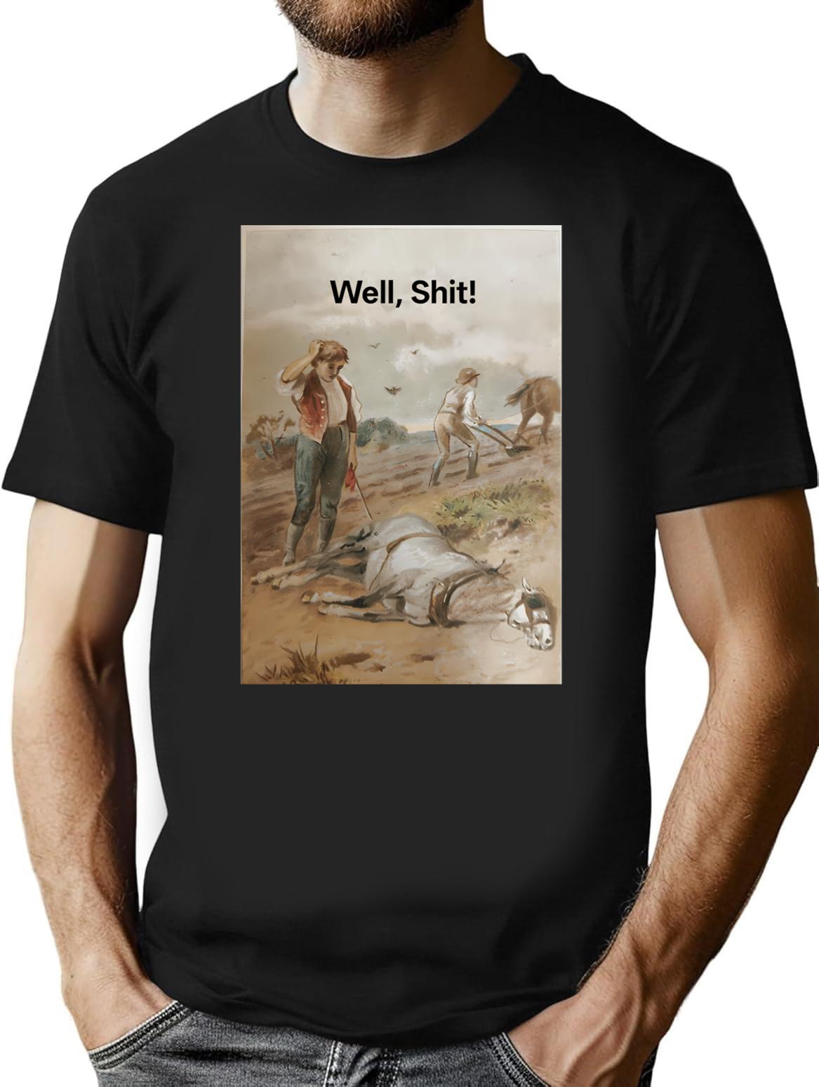 Flogging A Dead Horse T-Shirt - Retro Graphic Tee for Men & Women - Black