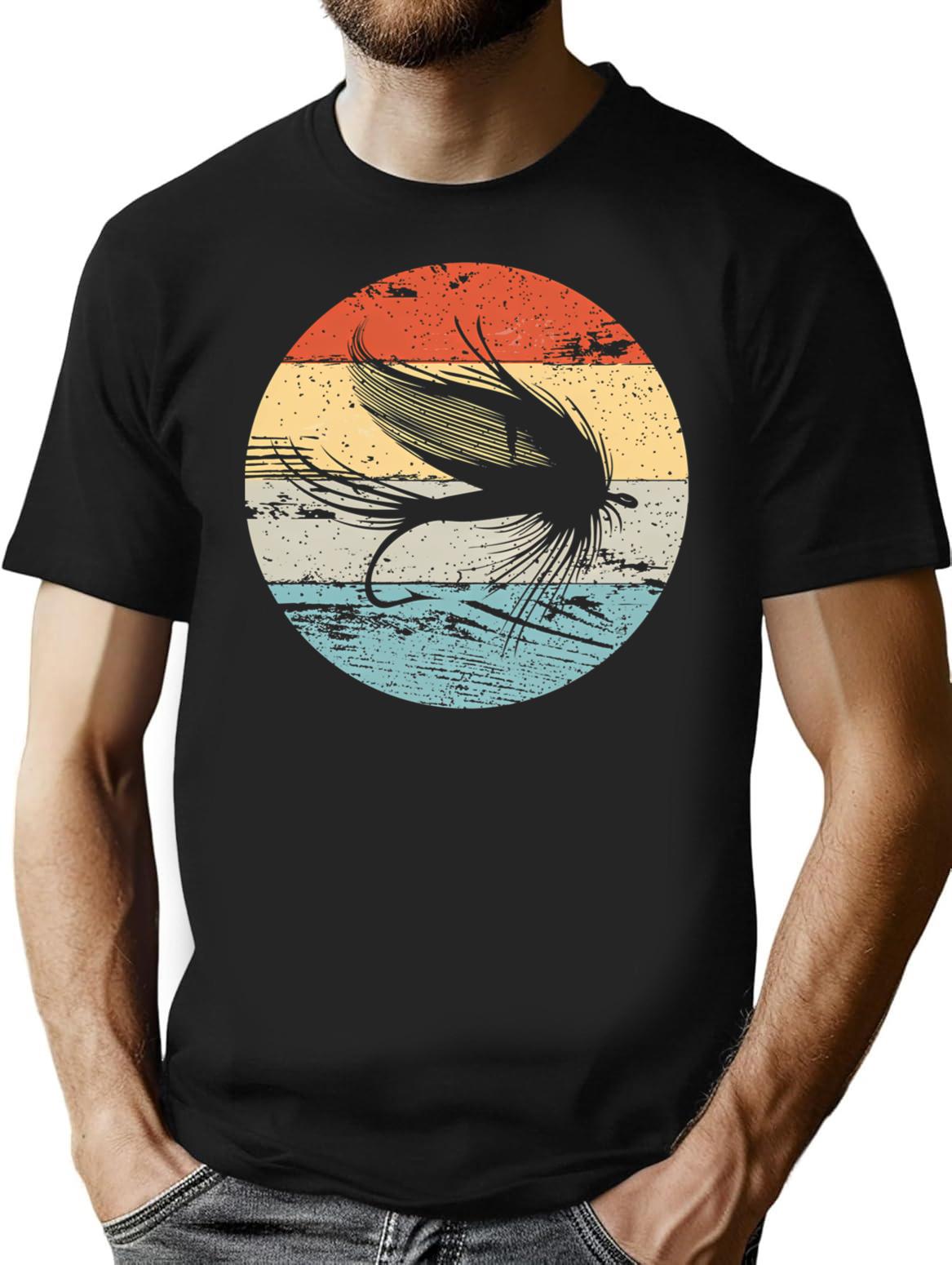 Fly Fishing Angler Vintage Retro Look Gift T-Shirt - Black