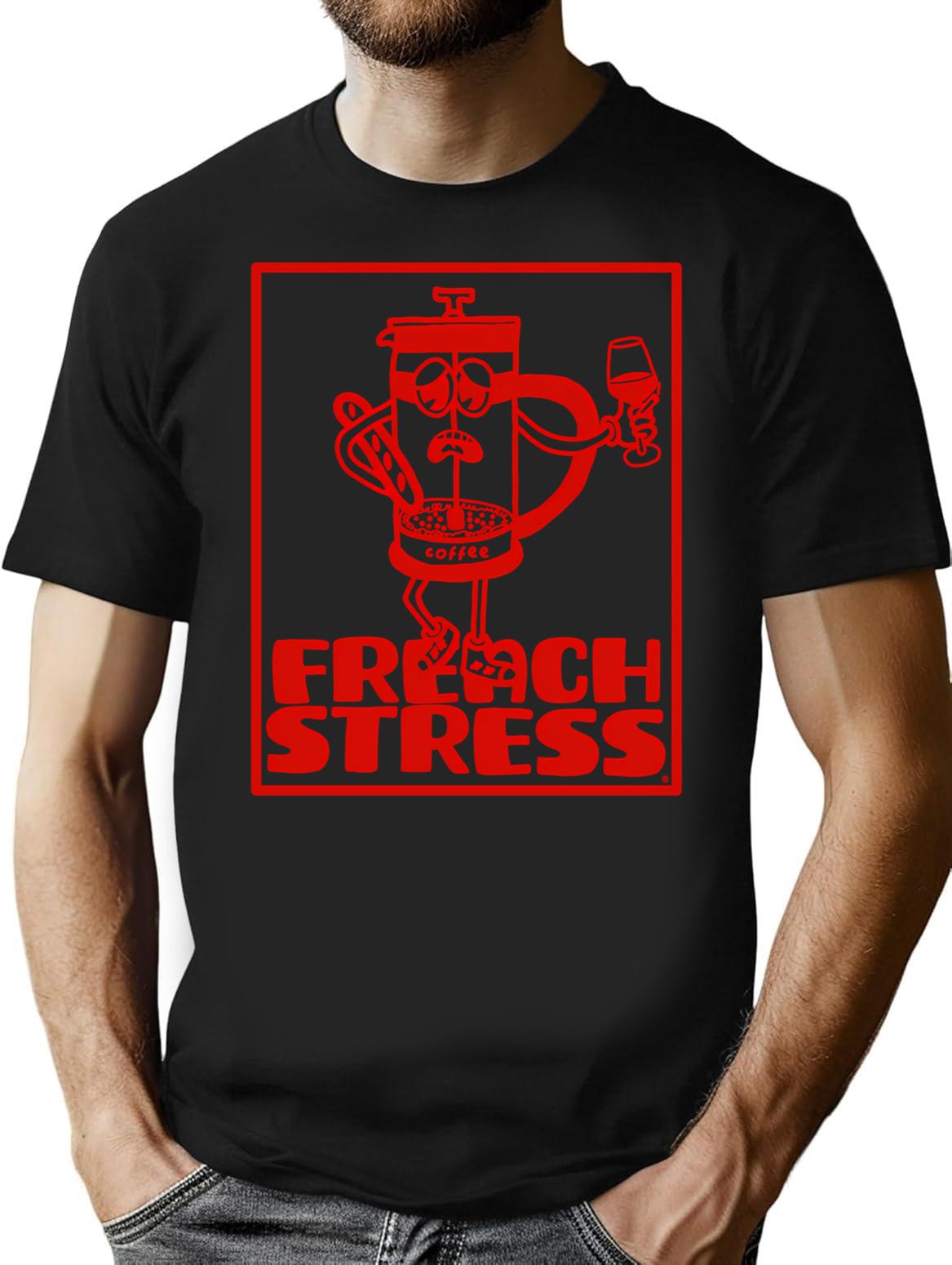 French Stress - Retro And Humorous French Press Coffee Maker T-Shirt - Black