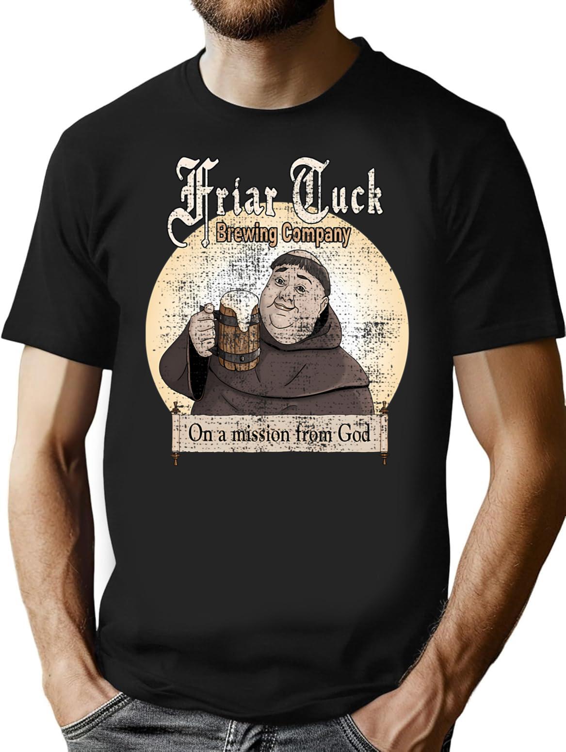 Friar Tuck Brewing Company T-Shirt - Retro Graphic Tee for Men & Women - Black