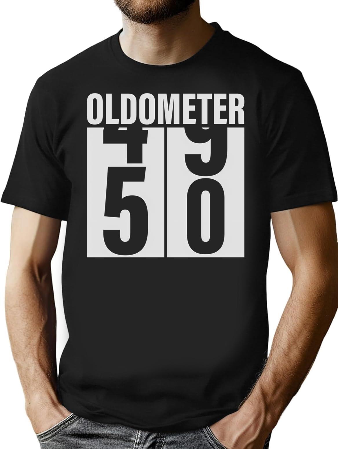 Funny 50 Years Old Oldometer Vintage 50th Birthday Oldometer T-Shirt - Black