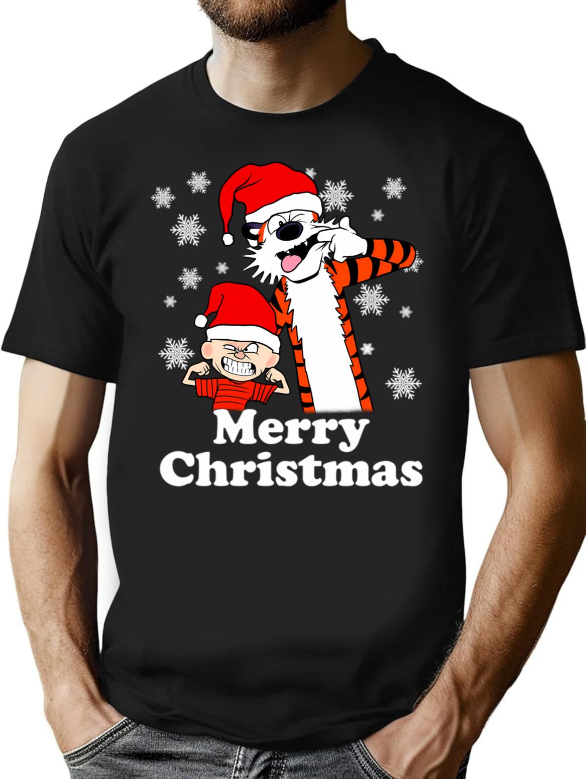 Funny Comic Calvin And Hobbes Art Gift Fan T-Shirt - Black
