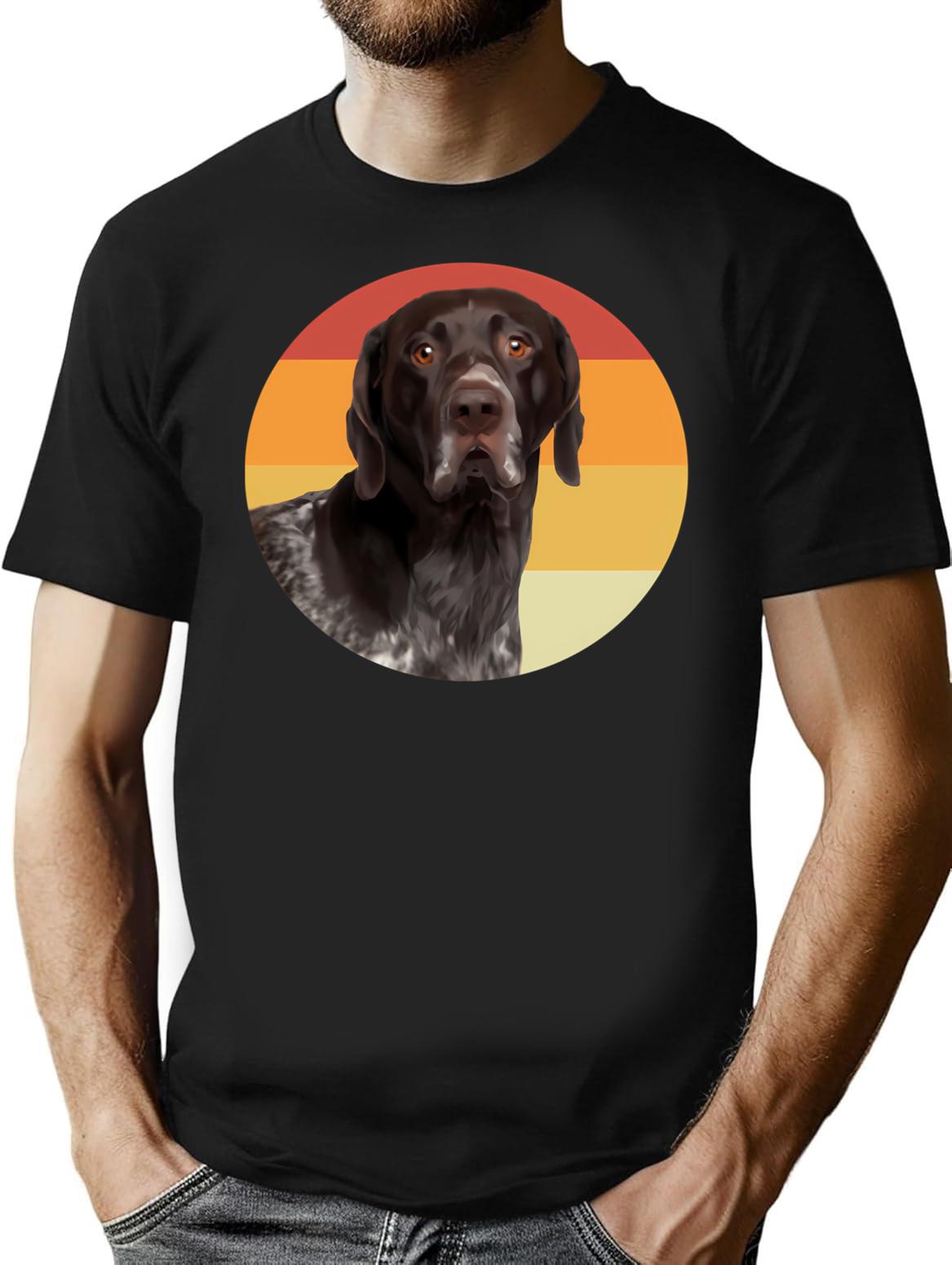 Funny German Shorthaired Pointer Dog Vintage Retro Face T-Shirt for Men & Women, T-Shirts Graphic Tee - Black