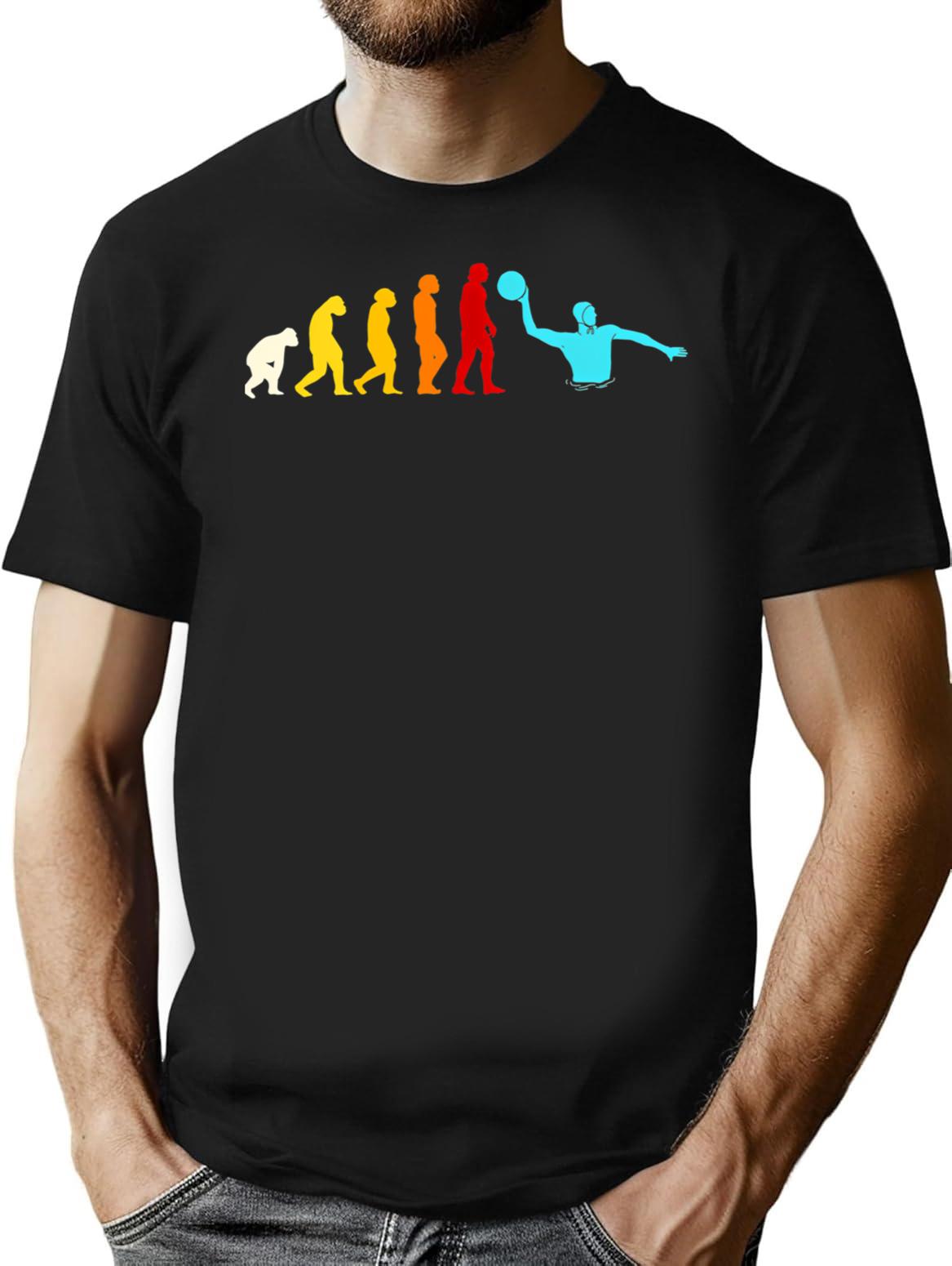 Great Water Polo Evolution Sport Water Ball Player T-Shirt - Black