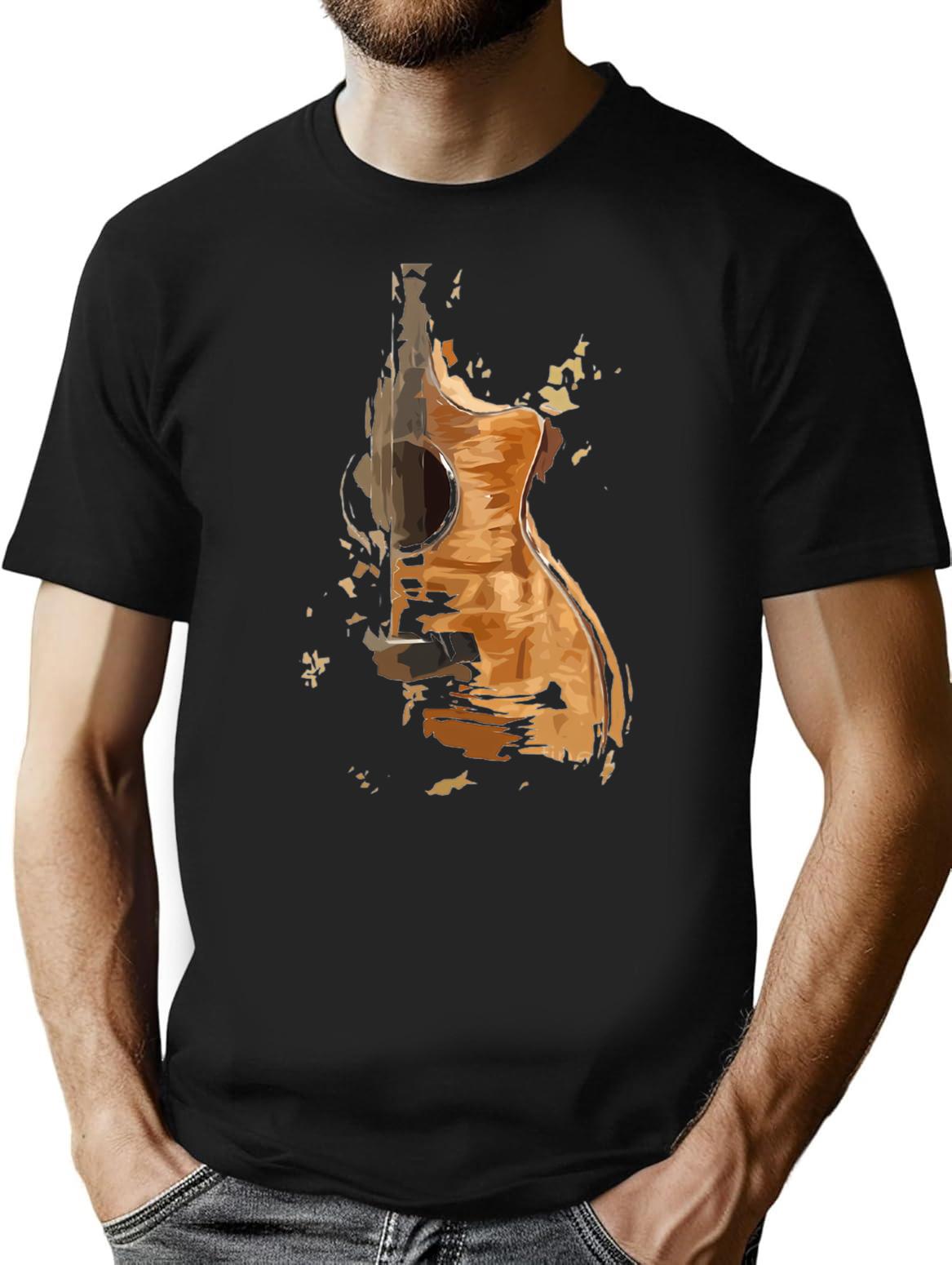 Guitar T-Shirt - Retro Graphic Tee for Men & Women - Black