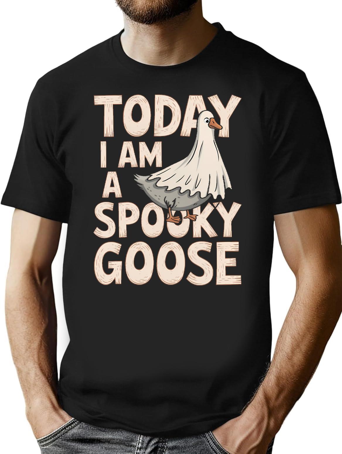 Halloween Shopping Spooky Goose T-Shirt - Retro Graphic Tee for Men & Women - Black