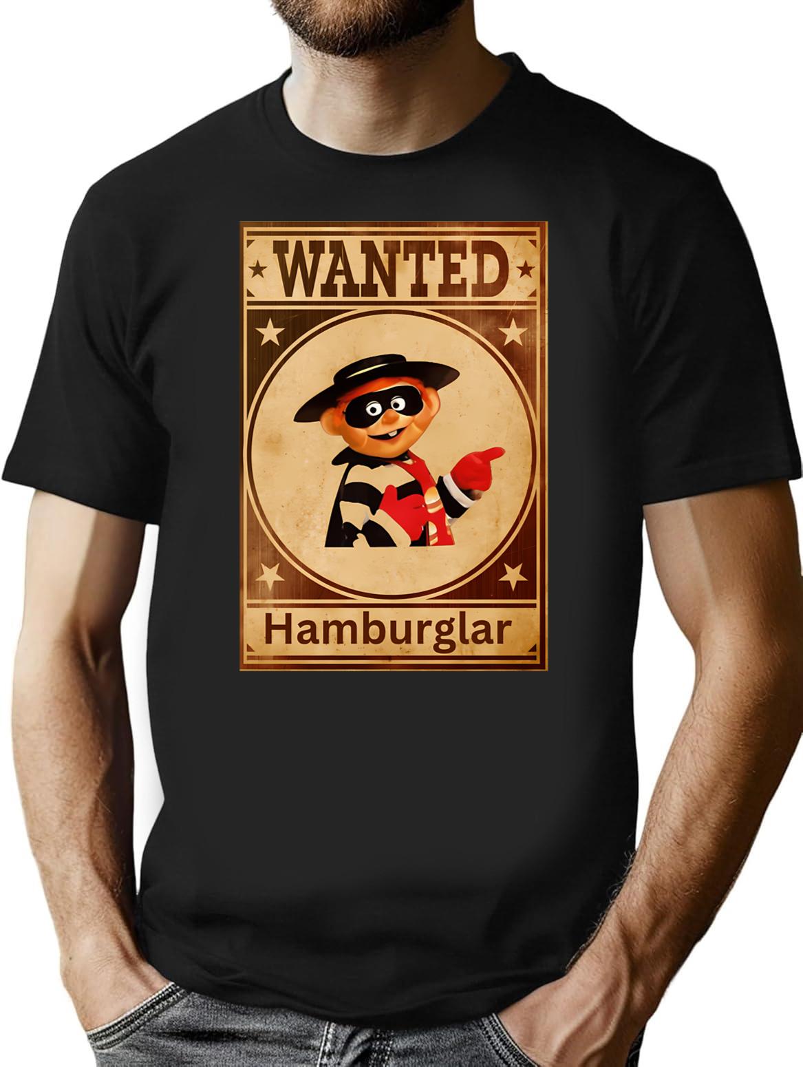 Hamburglar Wanted Original Willow Days T-Shirt - Retro Graphic Tee for Men & Women - Black