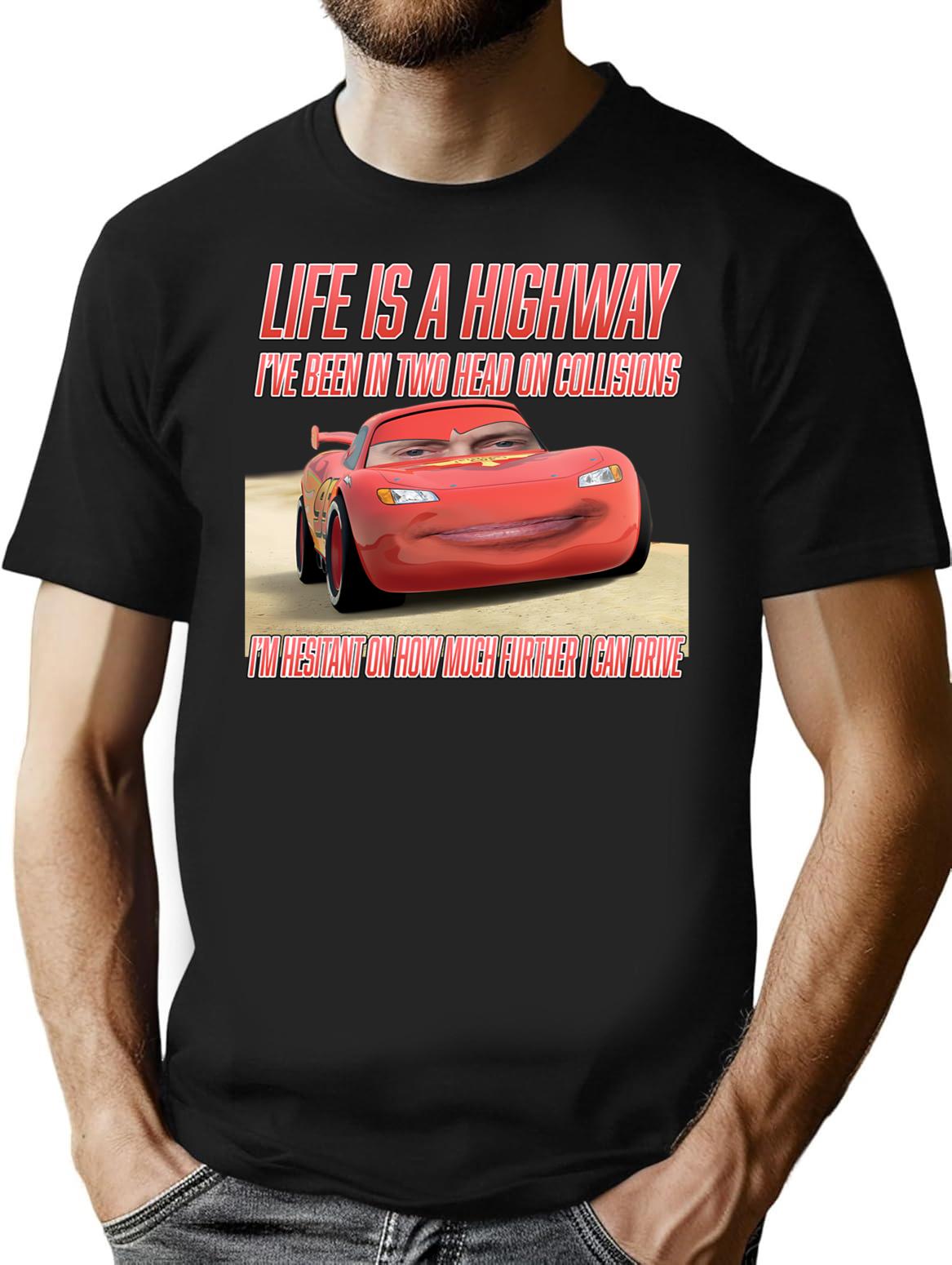 Highway T-Shirt - Retro Graphic Tee for Men & Women - Black