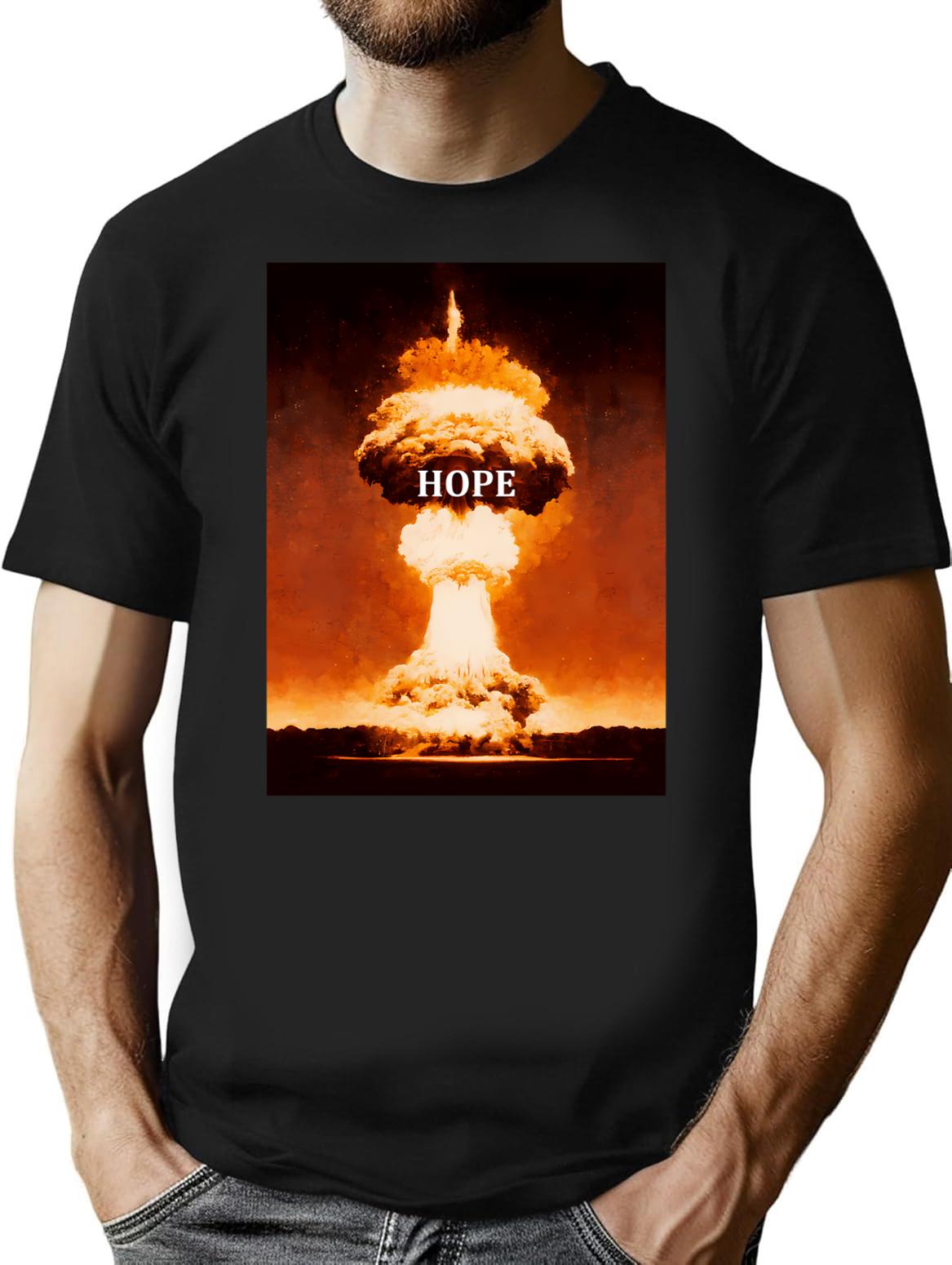 Hope Nuclear Explosion T-Shirt - Retro Graphic Tee for Men & Women - Black